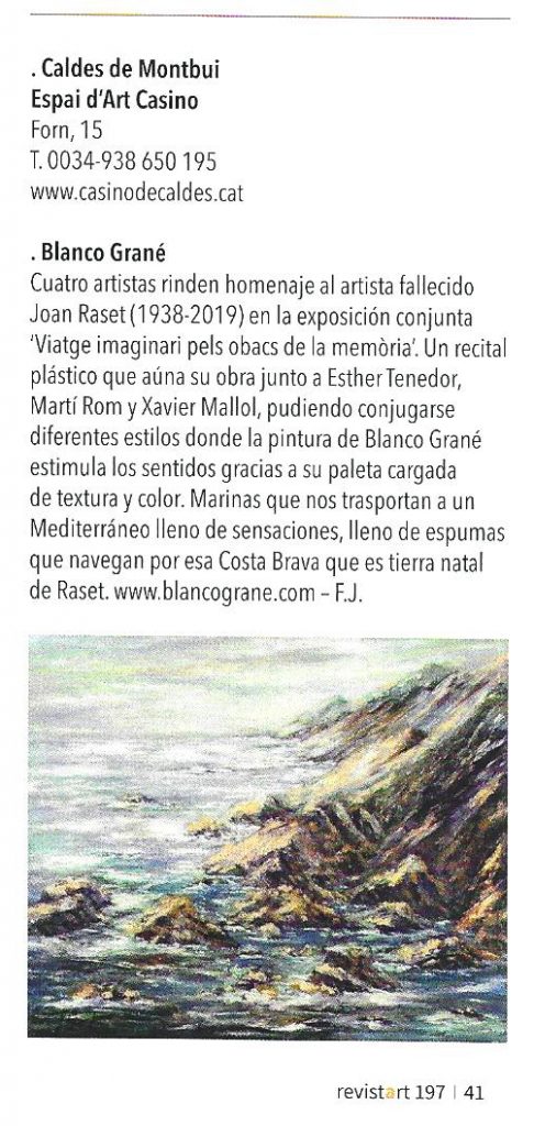 Blanco Grané a Revistart n. 197, 2020
