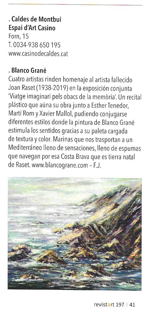 Blanco Grané a Revistart n. 197, 2020